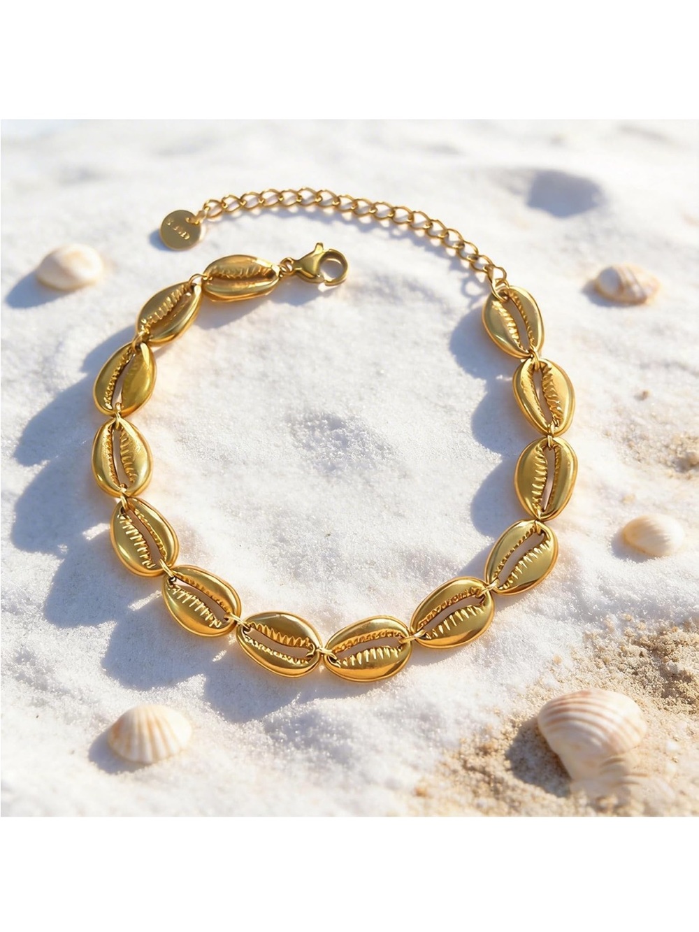 Women's Thick Seashell Bracelets, 18K Gold Plated, Bohemian Style